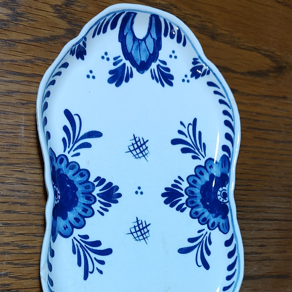Blue and White Floral Ceramic Dish